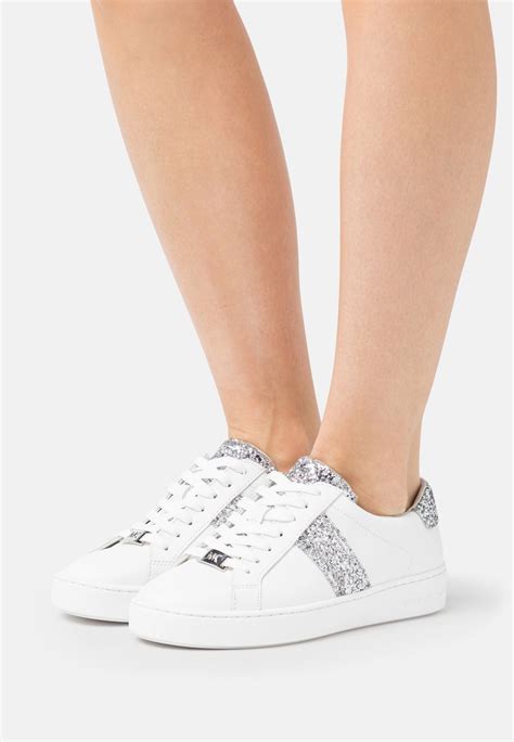 michael michael kors irving - sneaker low - optic white/silver|Irving Embellished Leather Sneaker .